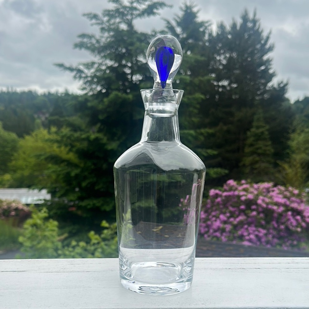 Orrefors Sweden Intermezzo 11 5/8” Decanter with Blue Stopper